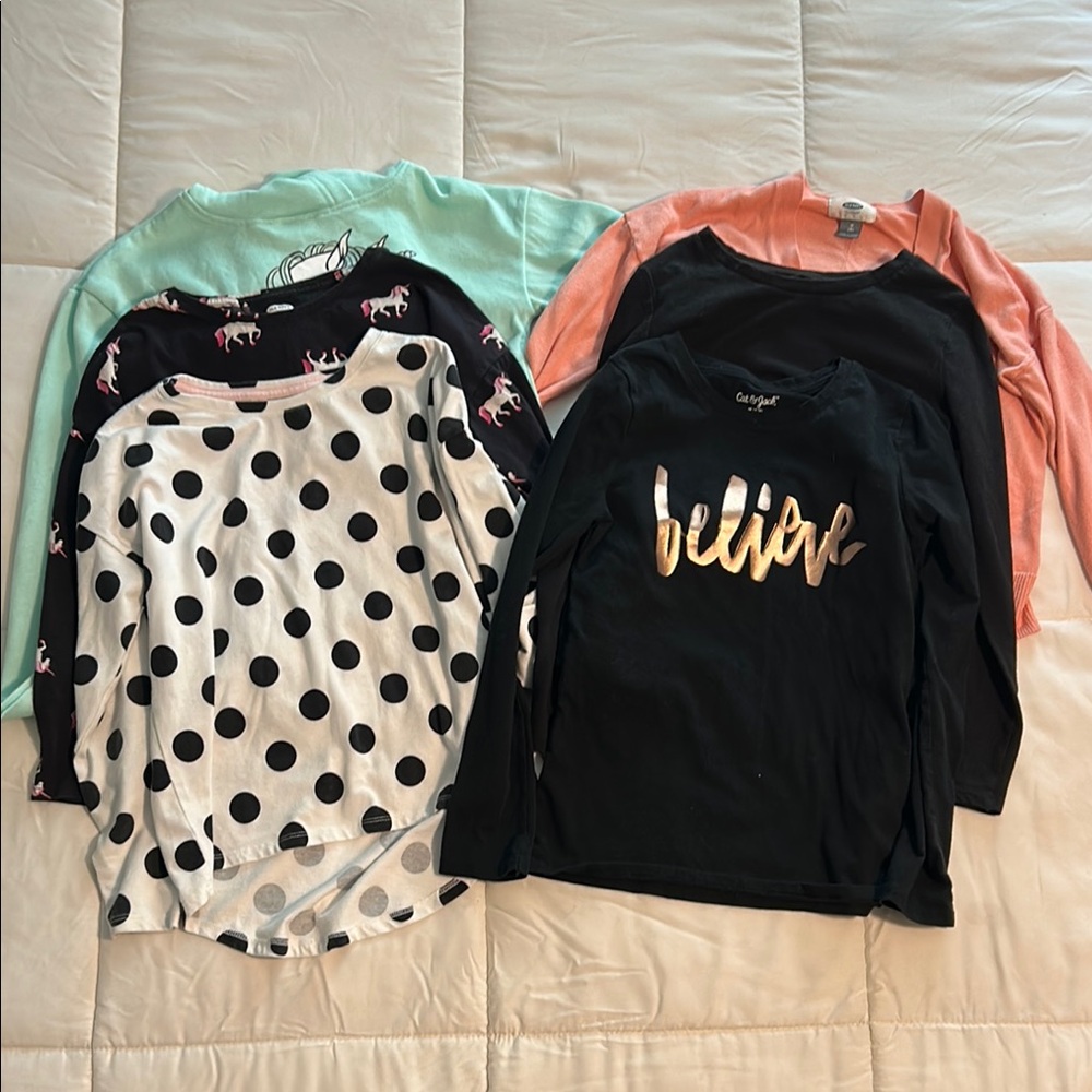 Bundle of 6 Girls Size M(7-8) Long Sleeve Tops Various Brands